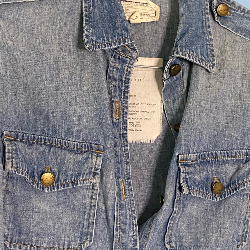 Current/Elliott Denim Utility Shirt Miner sz 0 - Picture 3 of 7